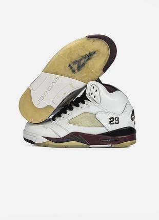 Nike air jordan 5 retro white/brown