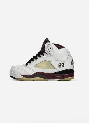 Nike air jordan 5 retro white/brown 4