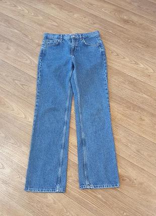 Голубые прямые джинсы mango denim с высокой посадкой, размер eur 36 (s) - туреченка