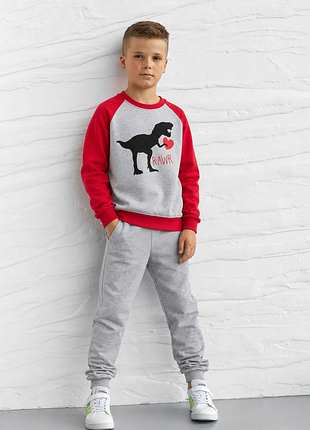 Спортивный костюм на мальчика без утепления 🦖 95% бавовна 👕 с динозавром 👖 трикотажный комплект 7-8 лет 122 128🤍 спортивный костюм на мальчика
