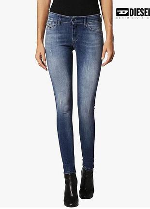 Оригинальные женские джинсы diesel slandy super slim skinny regular waist размер xxs xs w25 l30 темно синие узкие дизель скини слим хс ххс а1