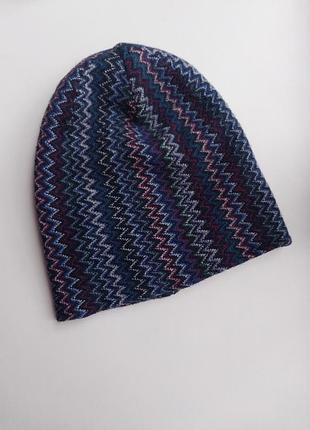 Шапка женская missoni на ог до 56см, шерсть, синяя