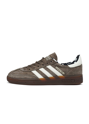 Женские кроссовки adidas handball spezial brown white cow print