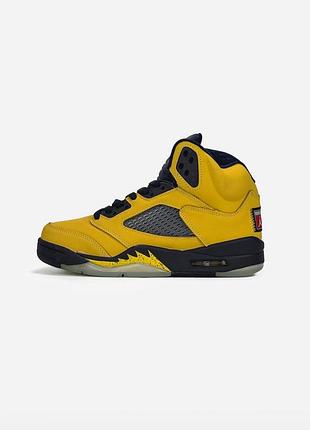 Nike air jordan 5 retro yellow/blue 4