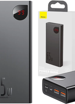 Повербанк baseus adaman metal digital display quick charge power bank 20000mah 65w черный