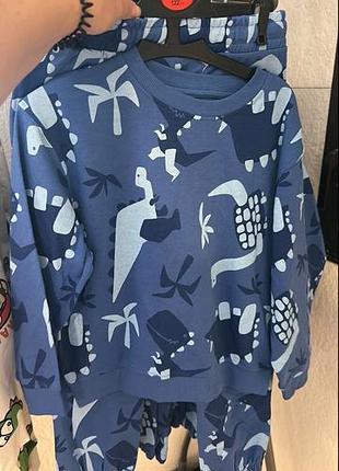 Повсякденний костюм для хлопчиків primark синій з динозаврами