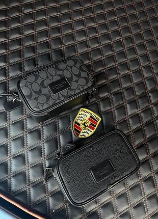 Сумка чоловіча coach месенджер чорна