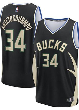 Giannis antetokounmpo milwaukee bucks fanatics fast break player jersey - statement edition - black size s-m