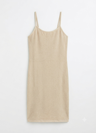 Коротка жіноча сукня-комбінація zara бежева трикотажна