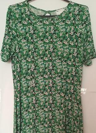 Летнее зеленое платье миди asos design с цветочным принтом
