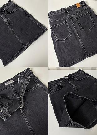 Zara denim джинсова чорна спідниця xs на зріст 152/160 стрейчова, фасон-карандаш