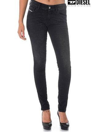Оригинальные женские джинсы diesel slandy super slim skinny regular waist размер xs w26 l30 чёрные  узкие дизель черные скини слим хс а1
