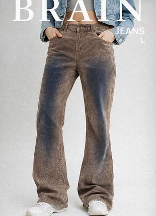 Жіночі джинси brain jeans, розмір l (замшева варка, тренд y2k, гранж)
