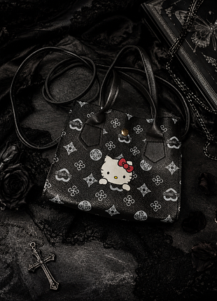 Сумка для дівчаток hello kitty чорна з принтом 18х15 см
