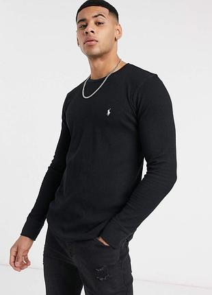 Лонгслив из фактурного вафельного трикотажа от бренда polo ralph lauren