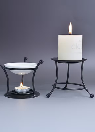 Металевий підсвічник підставка лофт для циліндричних свічок чорний матовий