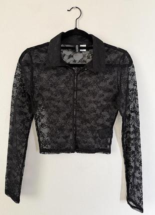 Прозора мереживна блуза | h&m
