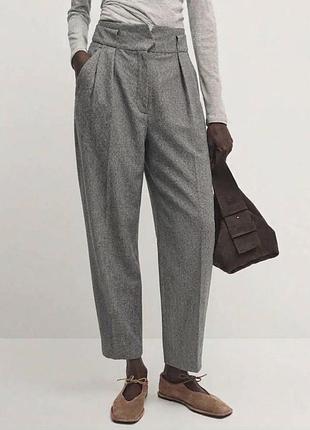 Брюки жіночі massimo dutti сірі в клітинку, розмір s, вовна