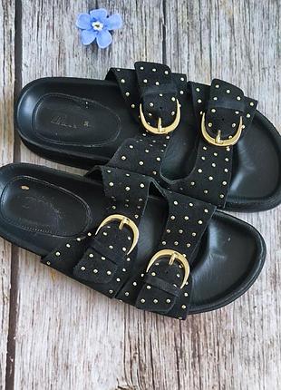 Шльопанці жіночі zara чорні замшеві