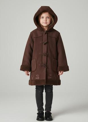 Пальто для дівчинки girl2girl коричневе 110 см з капюшоном