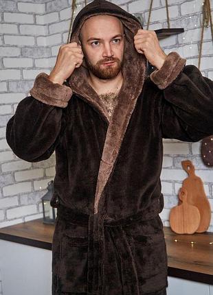 Халат чоловічий махровий теплуючий з капюшоном великі розміри 4xl,5xl,6xl 58