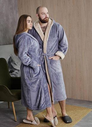 Халат мужской махровый стильный теплый с капюшоном р.l,xl,2xl,3xl 3xl