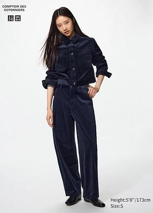 Брюки жіночі uniqlo вельветові темно-сині вільного крою