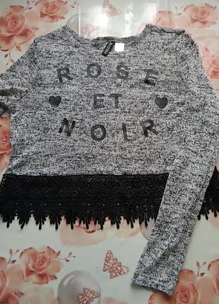 Кофта для дівчаток h&m сіра з мереживом 3