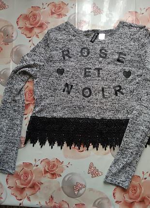 Кофта для дівчаток h&m сіра з мереживом