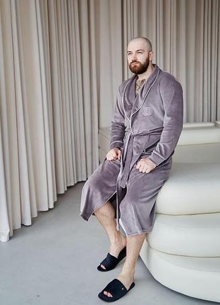 Халат мужской длинный стильный велюровый р.m, l, xl, 2xl,3xl 3xl