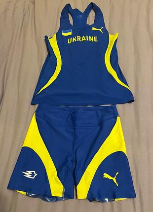 Спортивний костюм  puma ukraine синій з жовтим жіночий /s