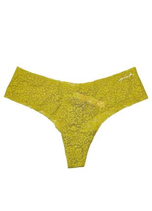 Трусики бесшовные victoria's secret pink no-show soft lace thong underwear s желтый