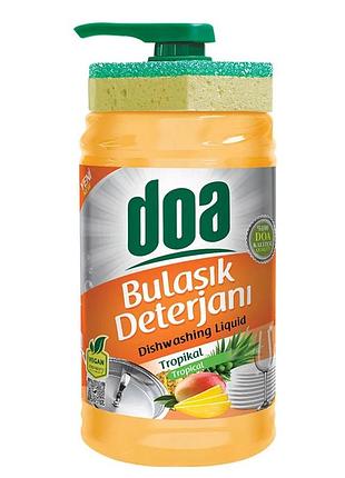 Засіб для миття посуду doa тропіки 1 л з губкою