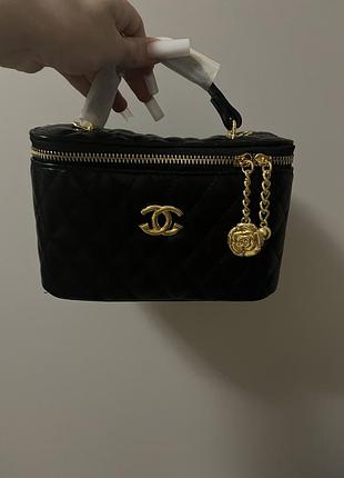 Сумка жіноча chanel чорна стьобана