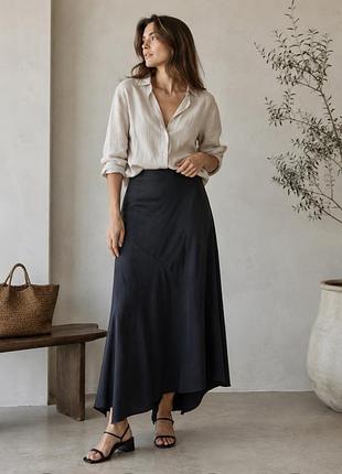 Trussardi чорна базова довга максі спідниця трапеція асиметрія а-силует повсякденна офісна спортивна батал великий розмір xl l
