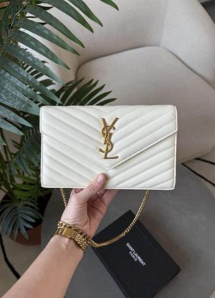Сумки для жіно ysl cassandre matelasse chain wallet білий