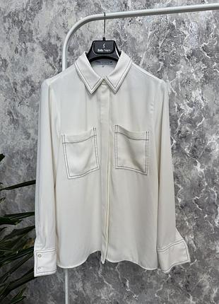 Сорочка жіноча zara молочна сорочка з кишенями м