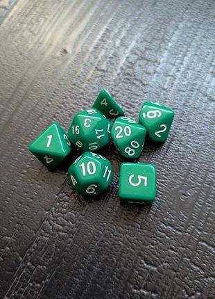 Зеленые дайсы кубики для игры dungeons and dragons green dice d20 подземелья и драконы днд dnd набор кубиков