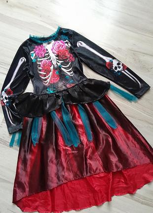 Платье скелет катрина,9-10р 2