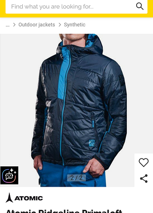 Технологичная куртка atomic ridgeline primaloft jacket, состояние отличное, единственный момент не зацеп на последнем фото, замеры в описании 3
