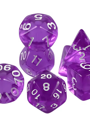 Прозрачные фиолетовые дайсы кубики для игры dungeons and dragons dice d20 подземелья и драконы днд dnd набор кубиков