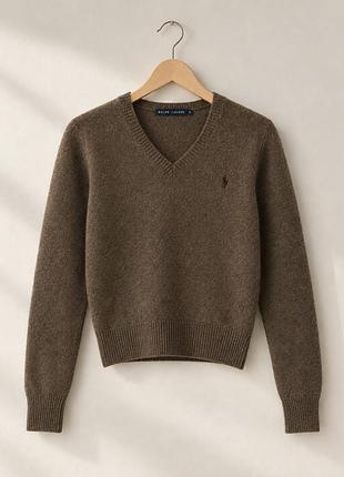 Ralph lauren — вовняний светр з v-подібним вирізом, 100% натуральна вовна