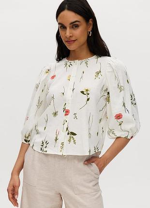 Блуза в цветы лен h&amp;m
