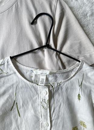 Блуза в цветы лен h&amp;m 3