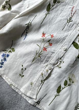 Блуза в цветы лен h&amp;m 5