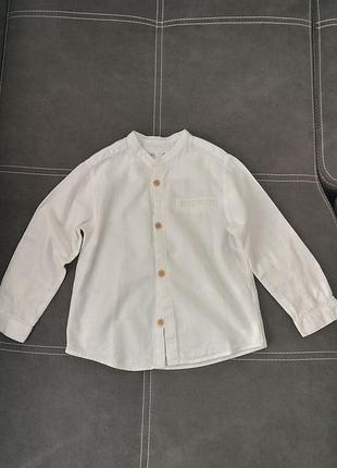 Сорочка для хлопчика zara біла котонова, розмір 110 (4-5 років)