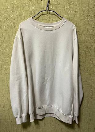 Білий світшот h&m crewneck sweatshirt relaxed fit (розмір s)