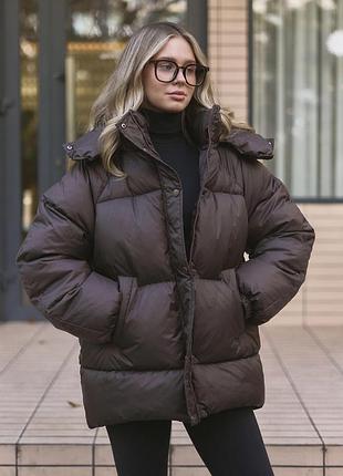Жіночий пуховик lilove шоколадного кольору