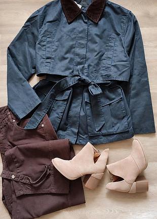 Вощена куртка з вельветовим коміром zara розмір м та хl