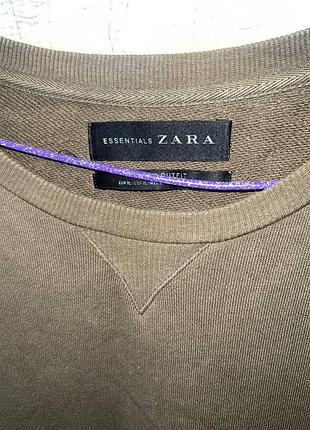 Світшот zara essentials кольору хакі / оливковий 2